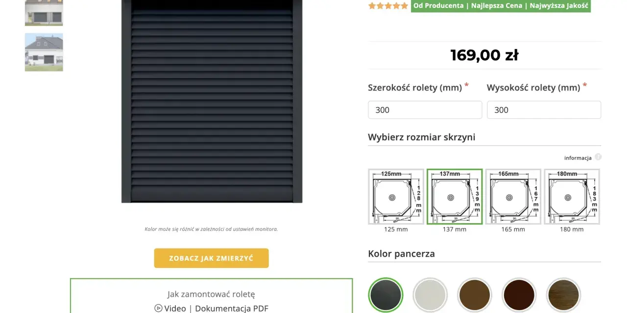 Rolety zewnętrzne elewacyjne antracytowe SK45. Sprawdź rolety zewnętrzne cena za m2 i wybierz idealny rozmiar skrzyni.