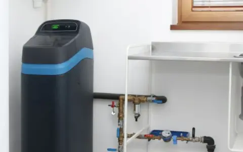 Nowoczesna stacja uzdatniania wody, która może znaleźć się w czołówce rankingu. Obok instalacja wodna i zlew.