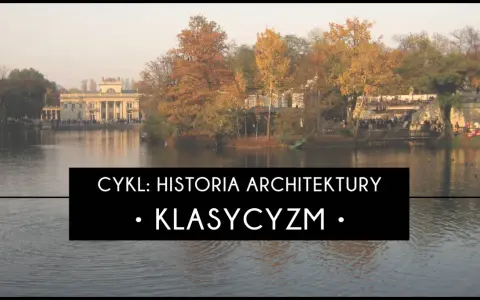 Pałac na Wyspie w Łazienkach Królewskich, przykład klasycyzmu, otoczony jesienną przyrodą i wodą.