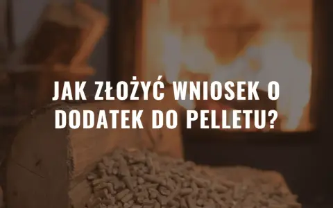 Jak złożyć wniosek o dodatek do pieca na pellet? Na zdjęciu widać stos drewna i pelletu, a w tle płonący kominek.