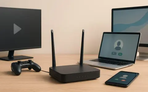 Router, laptop, telefon, monitor i pad do gier. Idealny zestaw, by wybrać, jaki internet do domu będzie najlepszy do rozrywki i pracy.