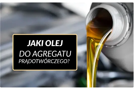 Jaki olej do agregatu prądotwórczego? Złoty płyn leje się z pojemnika, sugerując wybór odpowiedniego smarowania dla Twojego sprzętu.