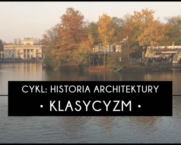 Pałac na Wyspie w Łazienkach Królewskich, przykład klasycyzmu, otoczony jesienną przyrodą i wodą.