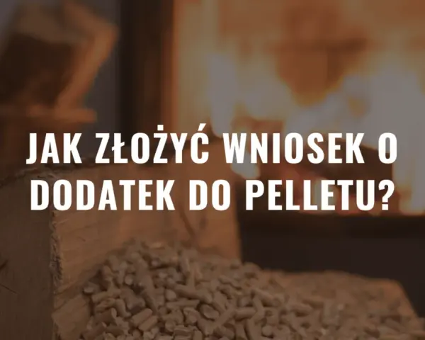 Jak złożyć wniosek o dodatek do pieca na pellet? Na zdjęciu widać stos drewna i pelletu, a w tle płonący kominek.