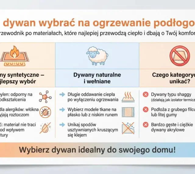 Wybierasz dywan na ogrzewanie podłogowe? Syntetyczne są najlepsze, naturalne też OK, unikaj shaggy i grubych podłoży.